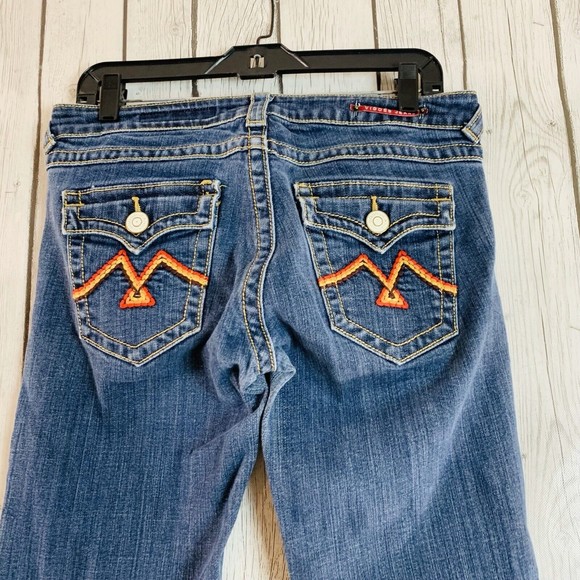 Womens Vigoss Bootcut Embroidered Flap Pocket Dark Wash Denim Blue Jeans Size 9 - Picture 4 of 8